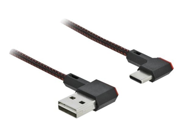 Delock Easy - USB-kabel - USB (hann) venstre/høyre-vinklet, reversibel til 24 pin USB-C (hann) venstre/høyre-vinklet, reversibel - 1.5 m - svart