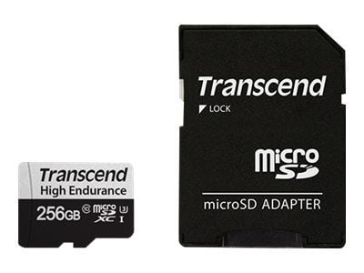 Transcend 350V - Flashminnekort (SD-adapter inkludert) - 256 GB - UHS-I U3 / Class10 - microSDXC UHS-I