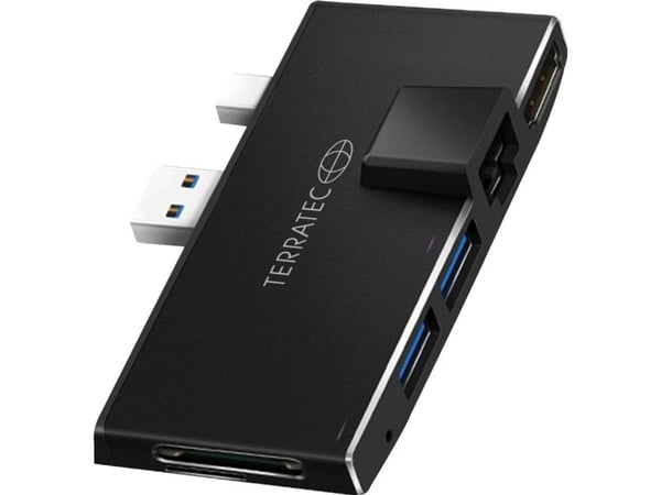 Terratec CONNECT Pro2, Langallinen, USB 3.2 Gen 1 (3.1 Gen 1) Type-A, 1000 Mbit/s, Musta, MMC, MicroSD (TransFlash), SD, 4K Ultra HD
