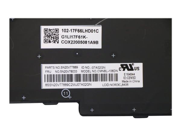 Chicony - Kannettavat udskiftningstastatur - med Trackpoint - bagbelyst - QWERTY - Nordisk - sort - FRU - for ThinkPad P15s Gen 1 20T4, 20T5; T15 G...