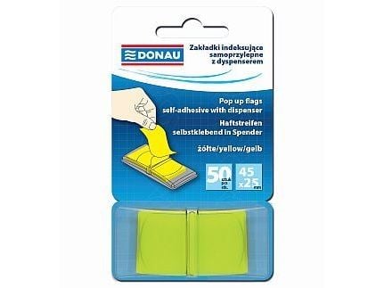 Donau indexflikar med dispenser PP 45x25 mm 50K gul 7558001PL-06
