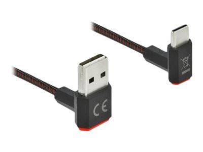 Delock Easy - USB-kabel - USB (hann) opp/ned-vinklet, vendbar til 24 pin USB-C (hann) opp/ned-vinklet, vendbar - 1 m - svart