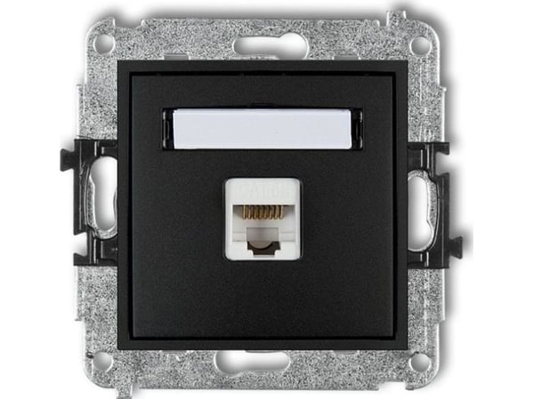 Karlik MINI Yksittäinen pistorasia 1xRJ45 kate 5e 8-nastainen mattamusta 12MGK-1 12MGK-1