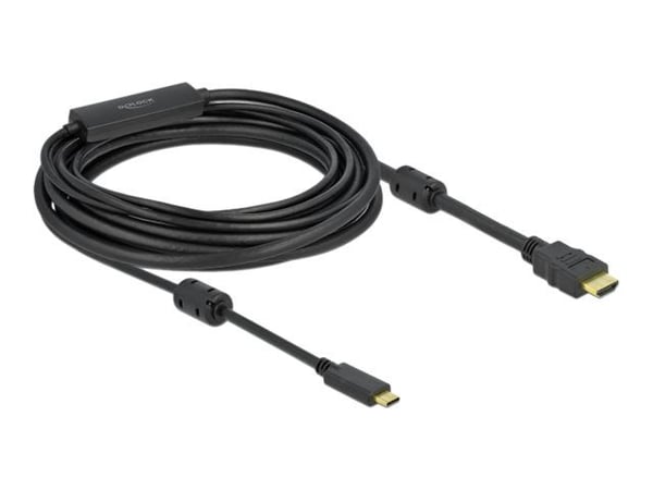Delock - Video/lydkabel - 24 pin USB-C hann til HDMI hann - 7 m - svart - 4K-støtte, aktiv