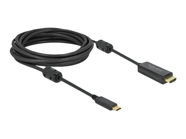 Delock - Video/lydkabel - 24 pin USB-C hann til HDMI hann - 5 m - svart - 4K-støtte, aktiv