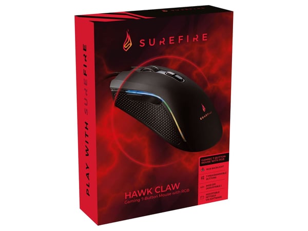 Surefire Gaming Hawk Claw - Gaming Mus - Højrehåndet - USB - Sort