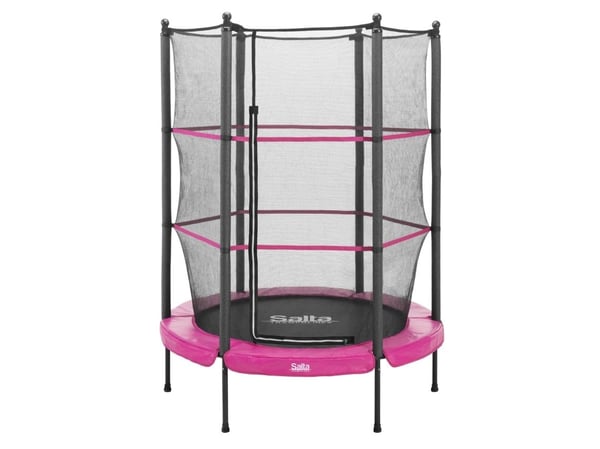 Salta 5426P, Trampoline over bakken, Rund, 35 kg, 3 år, Safety net, Sort, Rosa