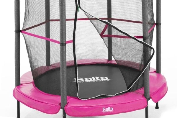 Salta 5426P, Trampoline over bakken, Rund, 35 kg, 3 år, Safety net, Sort, Rosa