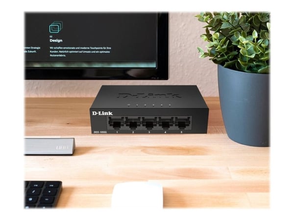 D-Link DGS 105GL - Switch - ikke-styrt - 5 x 10/100/1000 - stasjonær