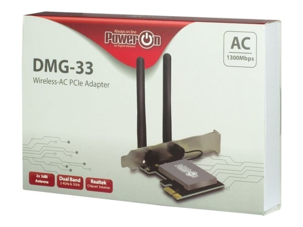 Inter-Tech DMG-33, Sisäinen, Langaton, PCI Express, WLAN, Wi-Fi 5 (802.11ac), 1300 Mbit/s