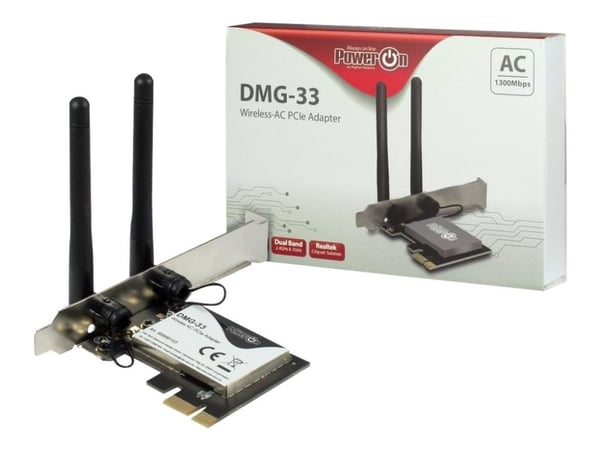 Inter-Tech DMG-33, Sisäinen, Langaton, PCI Express, WLAN, Wi-Fi 5 (802.11ac), 1300 Mbit/s