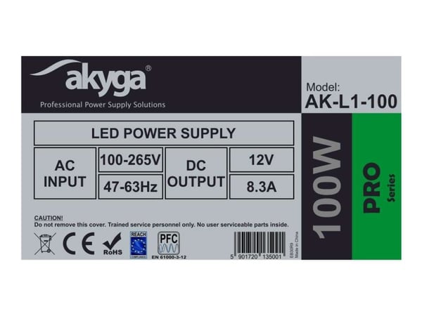 Akyga - Pro Series - LED-driver - 100 watt - 8.3 A (skrueterminal)