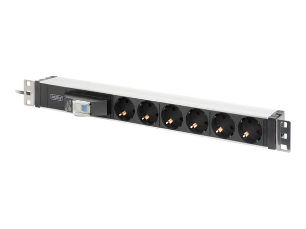 DIGITUS DN-95417 - Flerkoplingslist (kan monteres i rack) - AC 250 V - 4000 watt - inngang: strøm - utgangskontakter: 6 - 1U - 19" - 1.8 m kabel - ...
