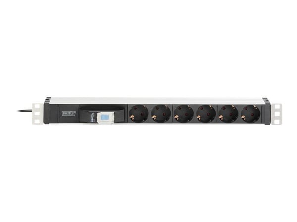 DIGITUS DN-95417 - Flerkoplingslist (kan monteres i rack) - AC 250 V - 4000 watt - inngang: strøm - utgangskontakter: 6 - 1U - 19" - 1.8 m kabel - ...