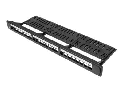 Lanberg PPKS-1124-B - Pluggbord (blankt) - rackmonterbar - svart - 1U - 19" - 24 porter