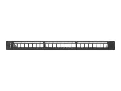 Lanberg PPKS-1124-B - Pluggbord (blankt) - rackmonterbar - svart - 1U - 19" - 24 porter