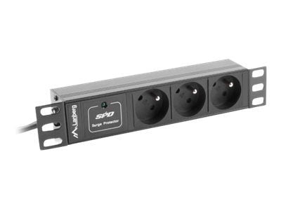 Lanberg PDU-03E-0200-IEC-BK, 1U, Vaaka, Musta, 3 AC-pistorasia(a), Tyyppi E, C14 liitin