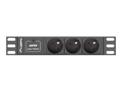 Lanberg PDU-03E-0200-IEC-BK, 1U, Vaaka, Musta, 3 AC-pistorasia(a), Tyyppi E, C14 liitin