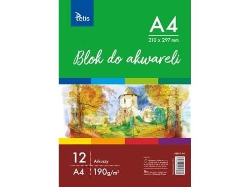 Akvarellblokk A4 190g 12 ark KB011-A4 tetis