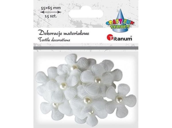 Titanum dekorasjonsmateriale blomster 3D med hvite perler 15 stk