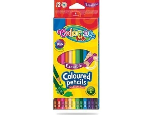 Patio Lyijykynät 12 väriä kuusikulmainen pyyhekumin kanssa Colorino Kids 87492