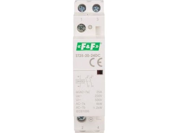F&F modulaarinen kiskokontaktori 2R 25A 24V DC ST25-02-24DC ST25-02-24DC