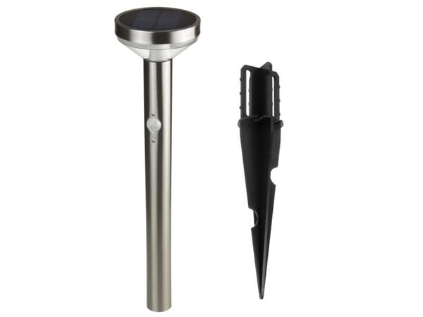 Maclean solcelle-LED-lampe med sensor Maclean MCE465 C/M, matt krom, IP44, 3 lysmoduser, Li-ion 18650 3,7V 1200 mAh