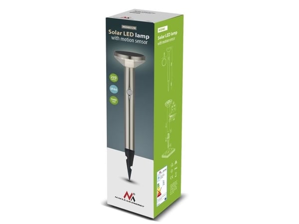 Maclean solcelle-LED-lampe med sensor Maclean MCE465 C/M, matt krom, IP44, 3 lysmoduser, Li-ion 18650 3,7V 1200 mAh