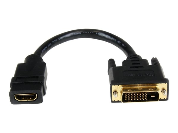 StarTech.com 20 cm HDMI till DVI-D-videokabeladapter - HDMI-hona till DVI-hane - Videokort - HDMI hona till DVI-D hane - 20.32 cm - skärmad - svart...