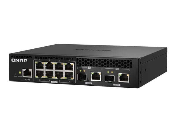 QNAP QSW-M2108R-2C, Hallittu, L2, 2.5G Ethernet (100/1000/2500), Täysin kaksipuolinen, Power over Ethernet -tuki, Telineasennus