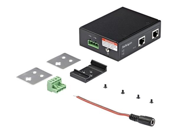 StarTech Industrial Gigabit PoE Injector, High Speed/High Power 90W, 802.3bt PoE++ 48V-56VDC DIN Rail UPoE/Ultra Power Over Ethernet Injector Adapt...