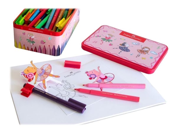 Tusser Faber-Castell Connector Ballerina 33 stk. ass. farver i metalæske