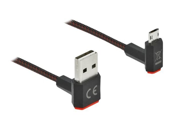 Delock Easy - USB-kabel - USB (hann) opp/ned-vinklet, vendbar til Micro-USB type B (hann) opp/ned-vinklet, vendbar - USB 2.0 - 50 cm - svart
