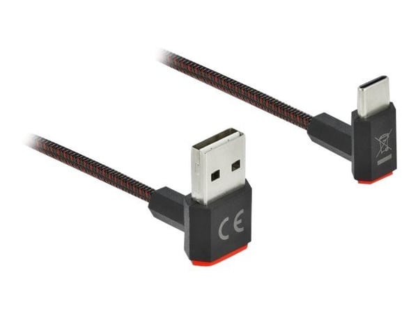 Delock Easy - USB-kabel - USB (hann) opp/ned-vinklet, vendbar til 24 pin USB-C (hann) opp/ned-vinklet, vendbar - 2 m - svart