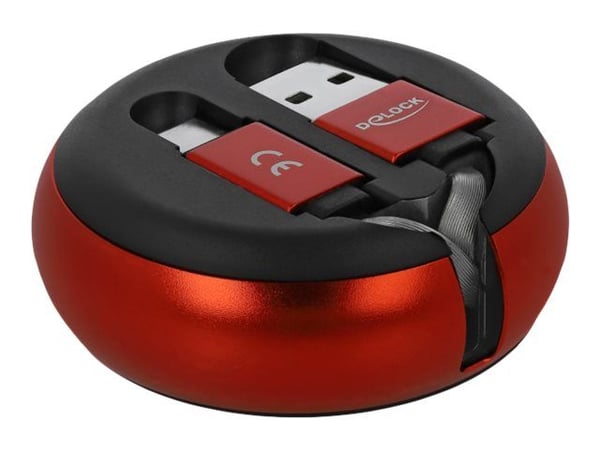 DeLOCK 85819, 0,92 m, USB A, USB C, USB 2.0, Musta, Punainen