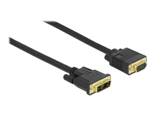 Delock - Adapterkabel - enkeltlink - DVI-A (han) til HD-15 (VGA) (han) - 5 m - tommelskruer - sort