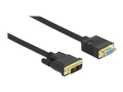 DeLOCK - Videokabel - Single Link - DVI-A (M) til HD-15 (VGA) (W) - 3,0 m - Tommelskruer - Svart (86754)