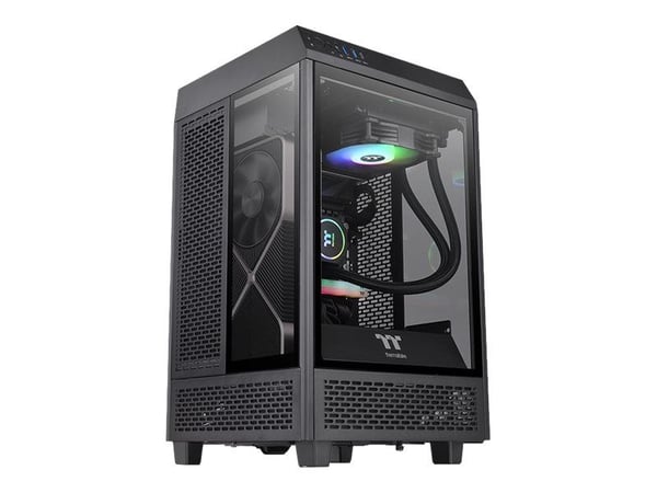 Thermaltake The Tower 100 - Tower - mini-ITX - sidepanel med vindu (herdet glass) - ingen strømforsyning (PS/2) - svart - USB/lyd