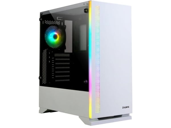 Zalman S5 WHITE, Midi Tower, PC, Hvit, ATX, Micro ATX, Mini-ITX, Plast, Stål, Herdet glass, Blå, Grønn, Rød