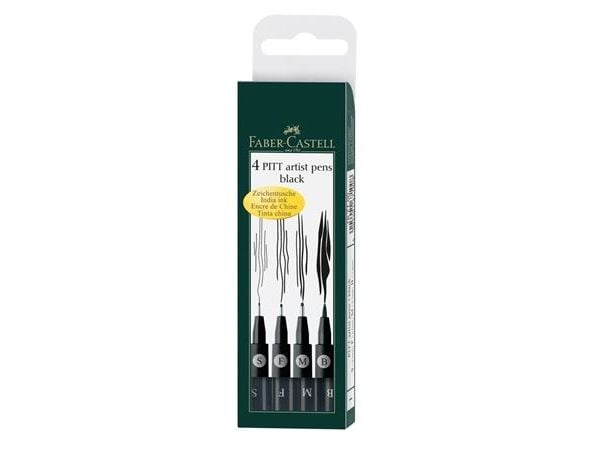 Faber-Castell PITT artist - Børstepenn- og finlinjersett - permanent - svart - fargeblekk