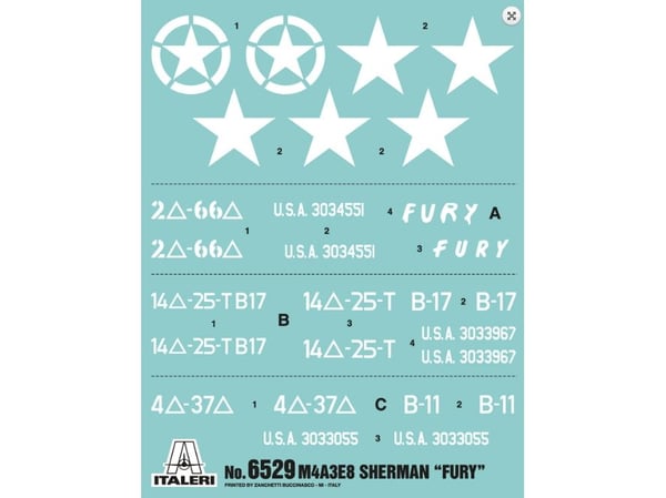 Carson M4A3E8 SHERMAN "FURY", 1:35, Monteringssett, Tank, M4 Sherman, Plastikk, Second World War