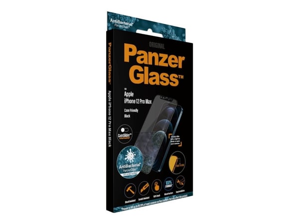 PanzerGlass CamSlider - Skjermbeskyttelse for mobiltelefon - glass - 6.7" - rammefarge svart - for Apple iPhone 12 Pro Max
