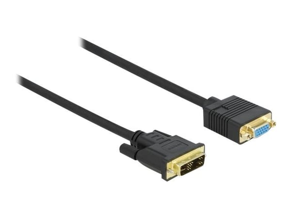 Delock - Adapterkabel - enkeltlenke - DVI-A (hann) til HD-15 (VGA) (hunn) - 1 m - tommelskruer - svart