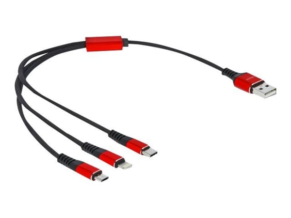 DeLOCK 86708, 0,3 m, USB A, USB 2.0, Musta, Punainen