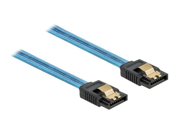 Delock SATA 6 Gb/s Cable UV glow effect - SATA-kabel - Serial ATA 150/300/600 - SATA til SATA - 20 cm - blå