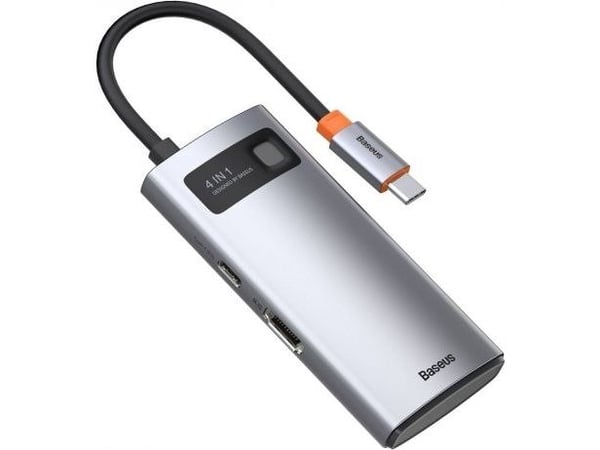 Baseus Metal Gleam Series 4-in-1 USB-C Hub, Universaali, USB, USB Type-C, Hopea