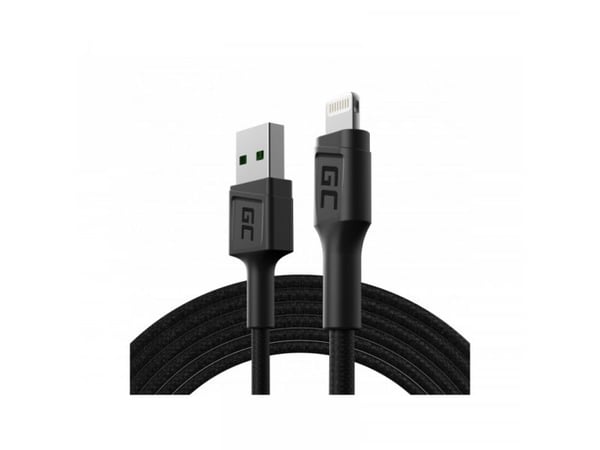 Green Cell KABGC21, 1,2 m, Lightning, USB A, Uros, Uros, Musta