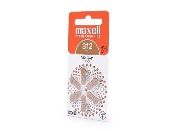 Maxell 790421, Engangsbatteri, PR41, Zink-luft, 1,45 V, 6 stykker, 3,6 mm