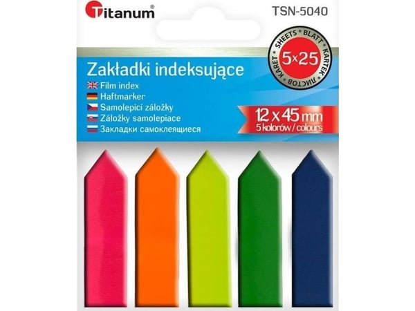 Titanum indeksfaner fluo 12x45 mm 5x25 ark