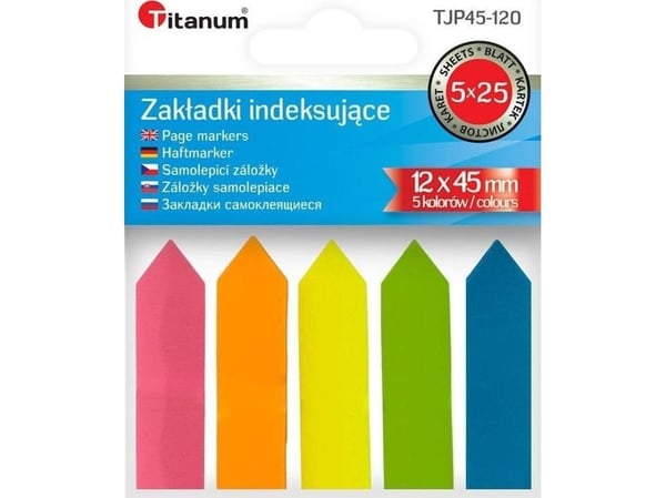 Titanum fluo indeksfaner 12x45 mm 5x25 kort